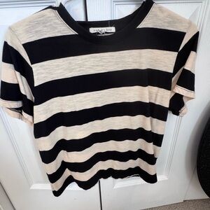 Copper Key Black and Cream Striped Short Sleeve Top